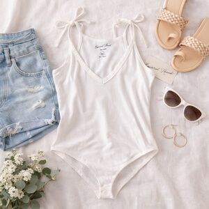 Universal Thread White Tie-Strap Bodysuit Tank | Racerback | Size XXL